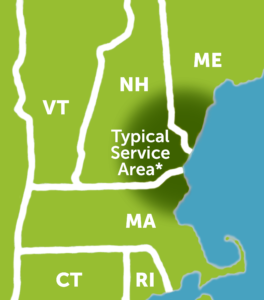 Map Showing Typical Service Area (southern New Hampshire, southern Maine & northern Massachusetts)