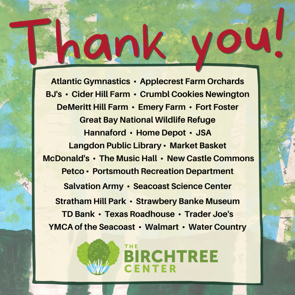 Thank you to the local businesses and organizations who help make community-based learning possible for Birchtree's students with autism.